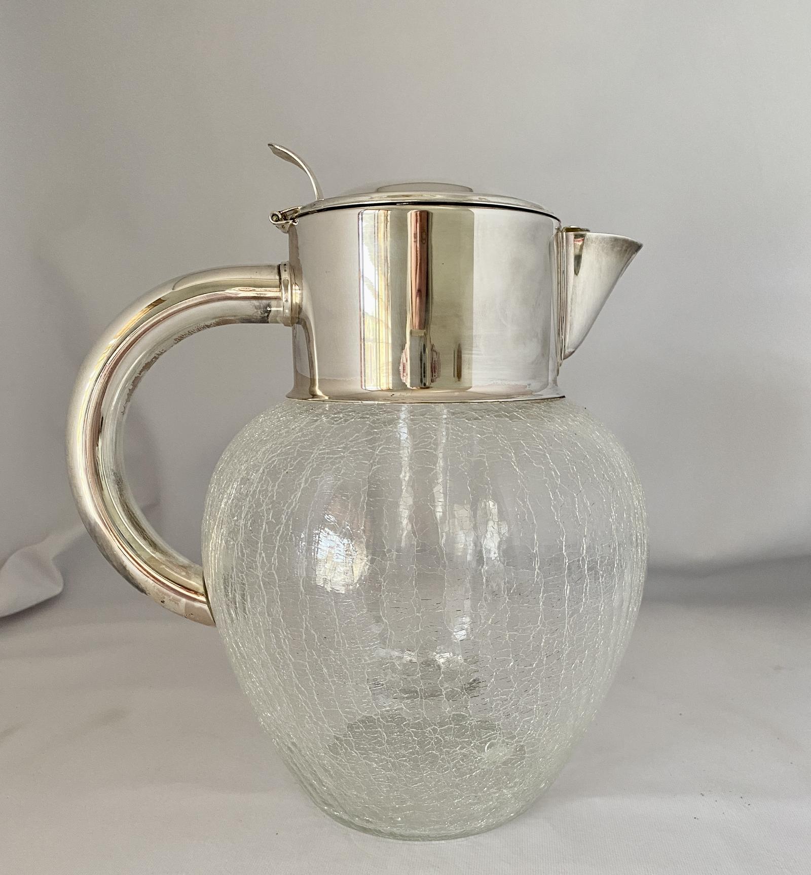 Silver Plated & Crackle Glass Water / Lemonade Jug (1 of 10)