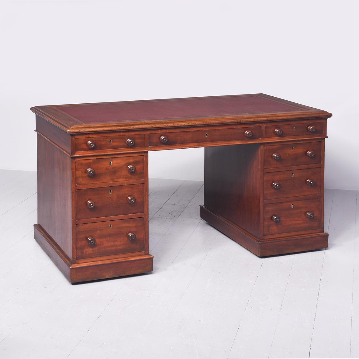 Victorian Mahogany Faux Partners Desk (1 of 8)