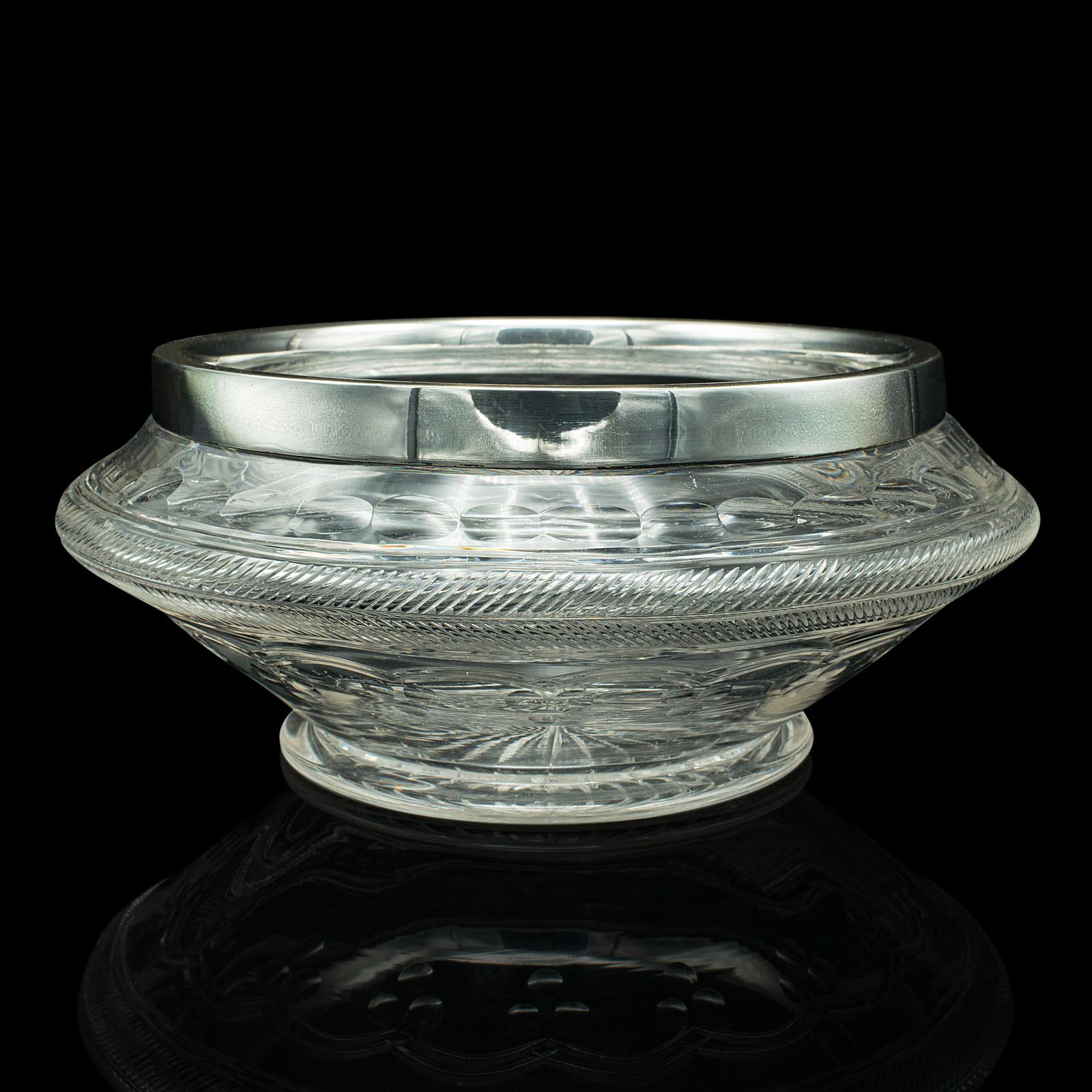 Antique Peach Bowl, English, Cut Glass, Silver Plate, Fruit, Edwardian, C.1910 (1 of 9)