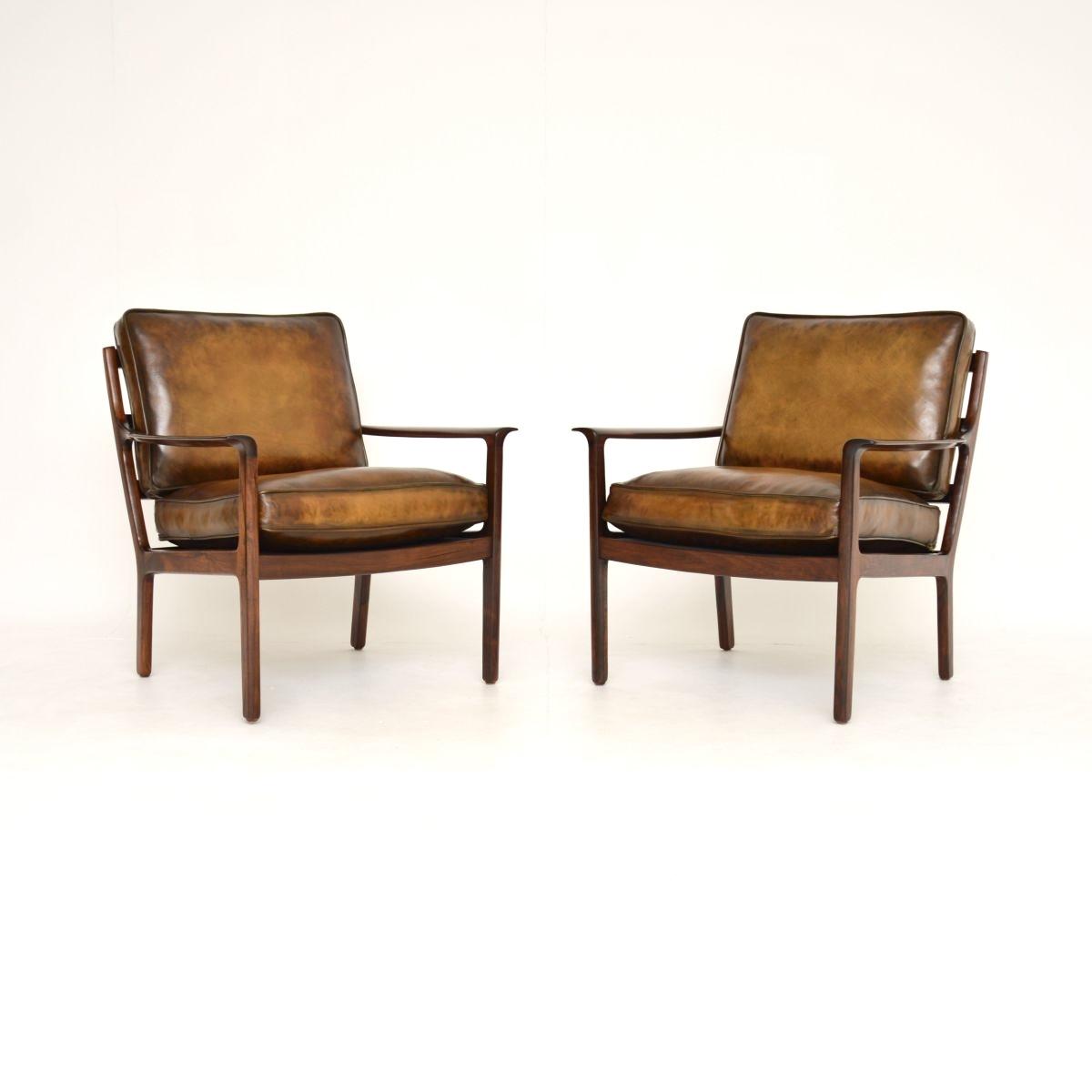 Pair of Vintage Scandinavian Rosewood & Leather Armchairs by Frederik Kayser (1 of 16)