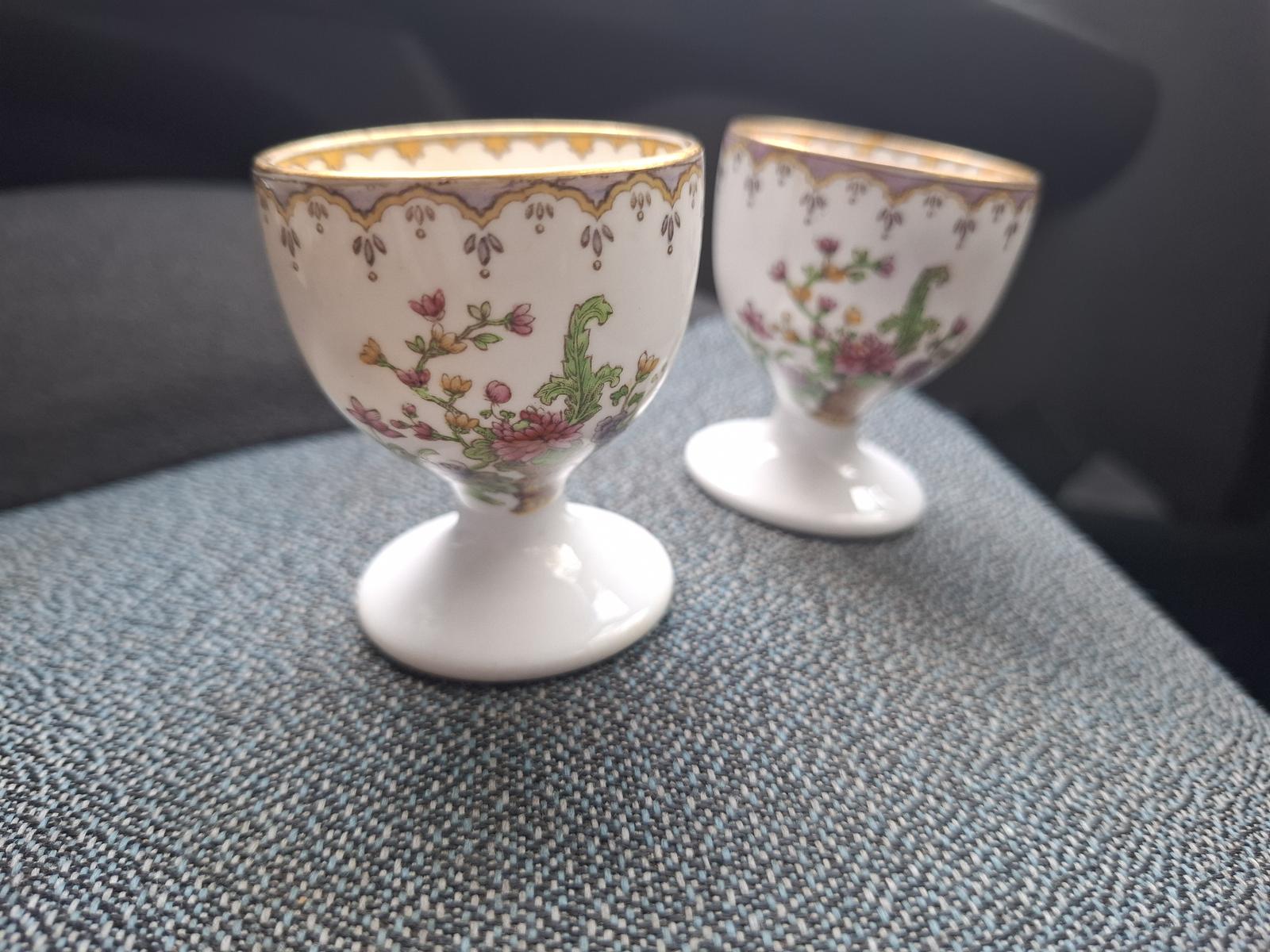 Pair of Early 20th Century Copeland Spode Bone China Egg Cups - Harrods - c.1900 (1 of 4)