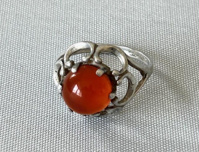 Arts & Crafts Silver & Orange Chalcedony Ring (1 of 6) Arts & Crafts Silver & Orange Chalcedony Ring (1 of 6)