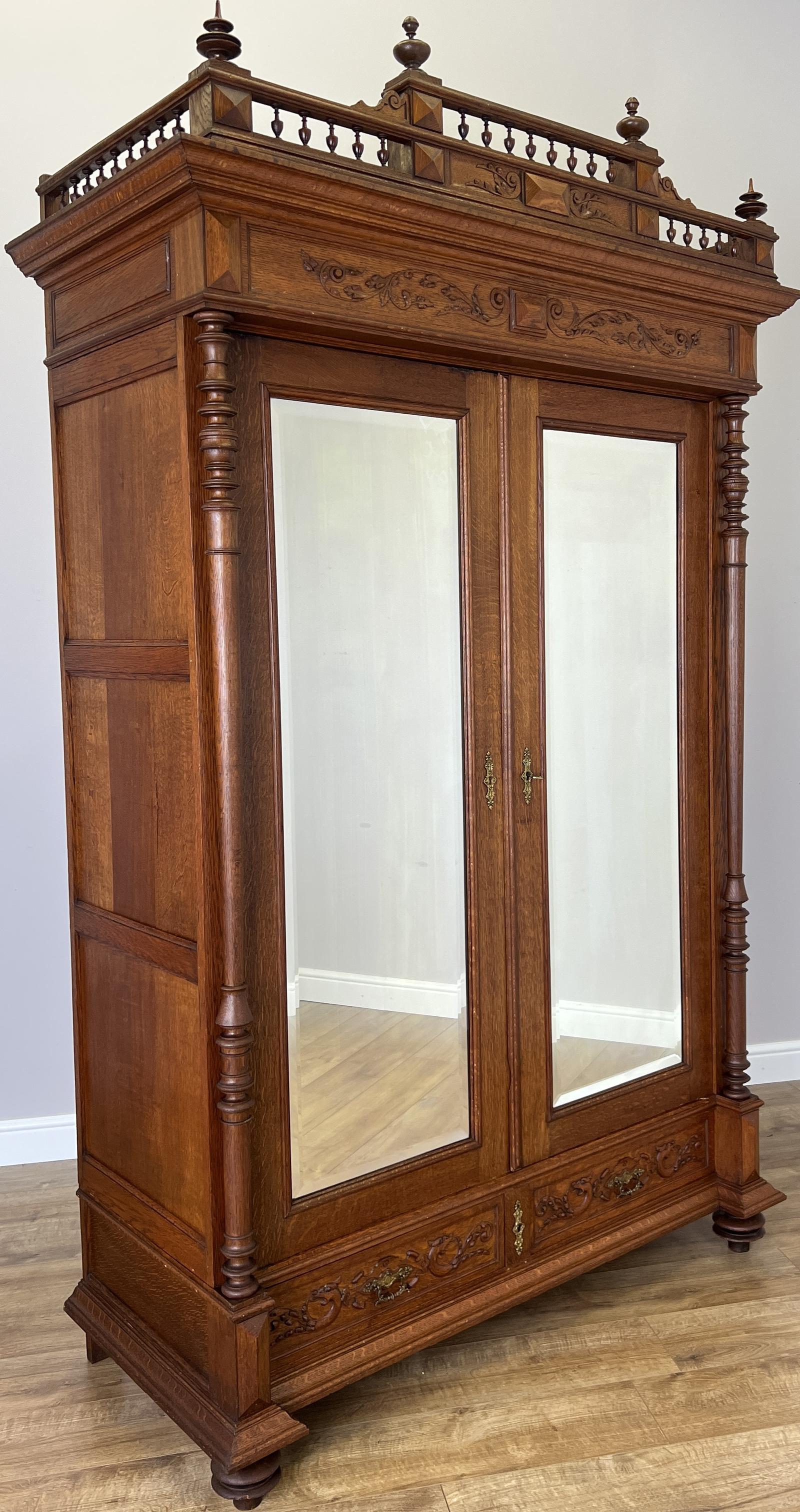 Wardrobe Antique French Oak Two Door Mirrored Carved Armoire Cabinet (1 of 18) Wardrobe Antique French Oak Two Door Mirrored Carved Armoire Cabinet (1 of 18)