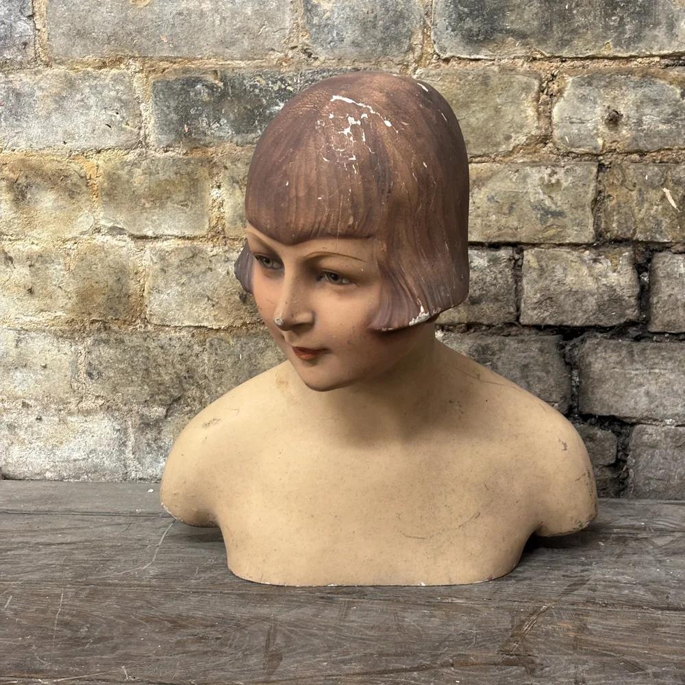 Art Deco Papier-mâché Female Display Bust (1 of 5) Art Deco Papier-mâché Female Display Bust (1 of 5)