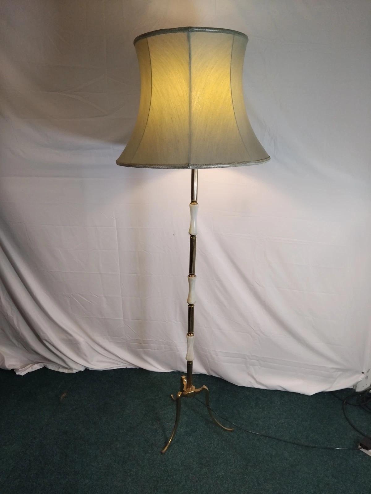 Vintage / Retro Floor Lamp Brass Tripod with Onyx 1950s (1 of 6)