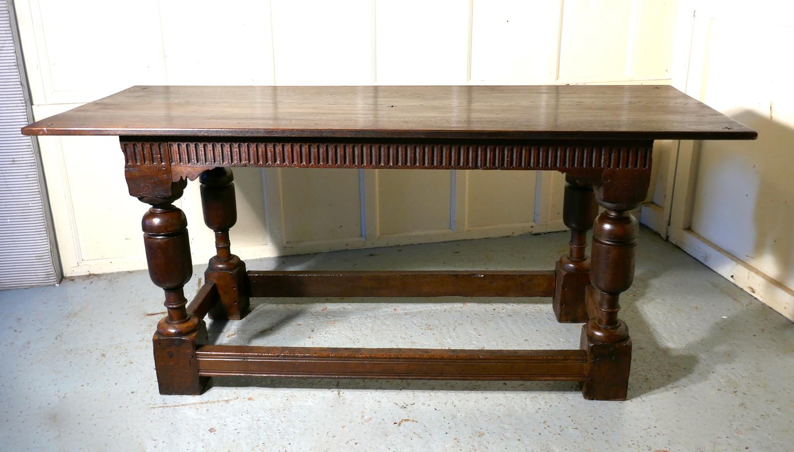 19th Century Sturdy Heavy Carved Oak Table (1 of 11)
