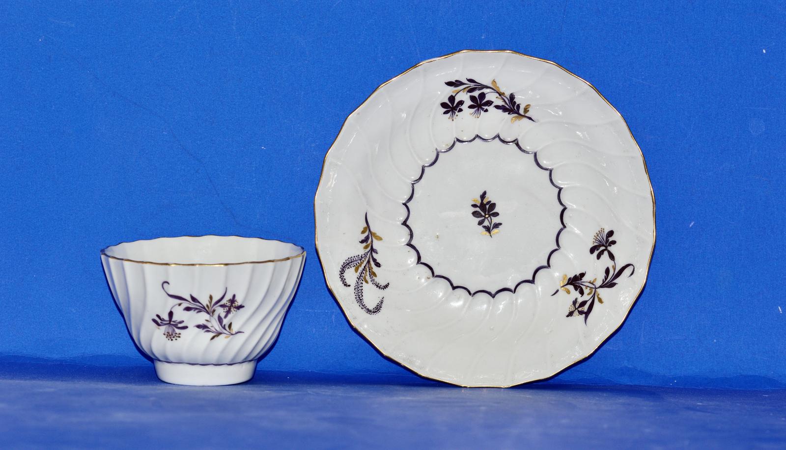 Flight Period Worcester Spirally Fluted Teabowl & Saucer c.1785 (1 of 11)