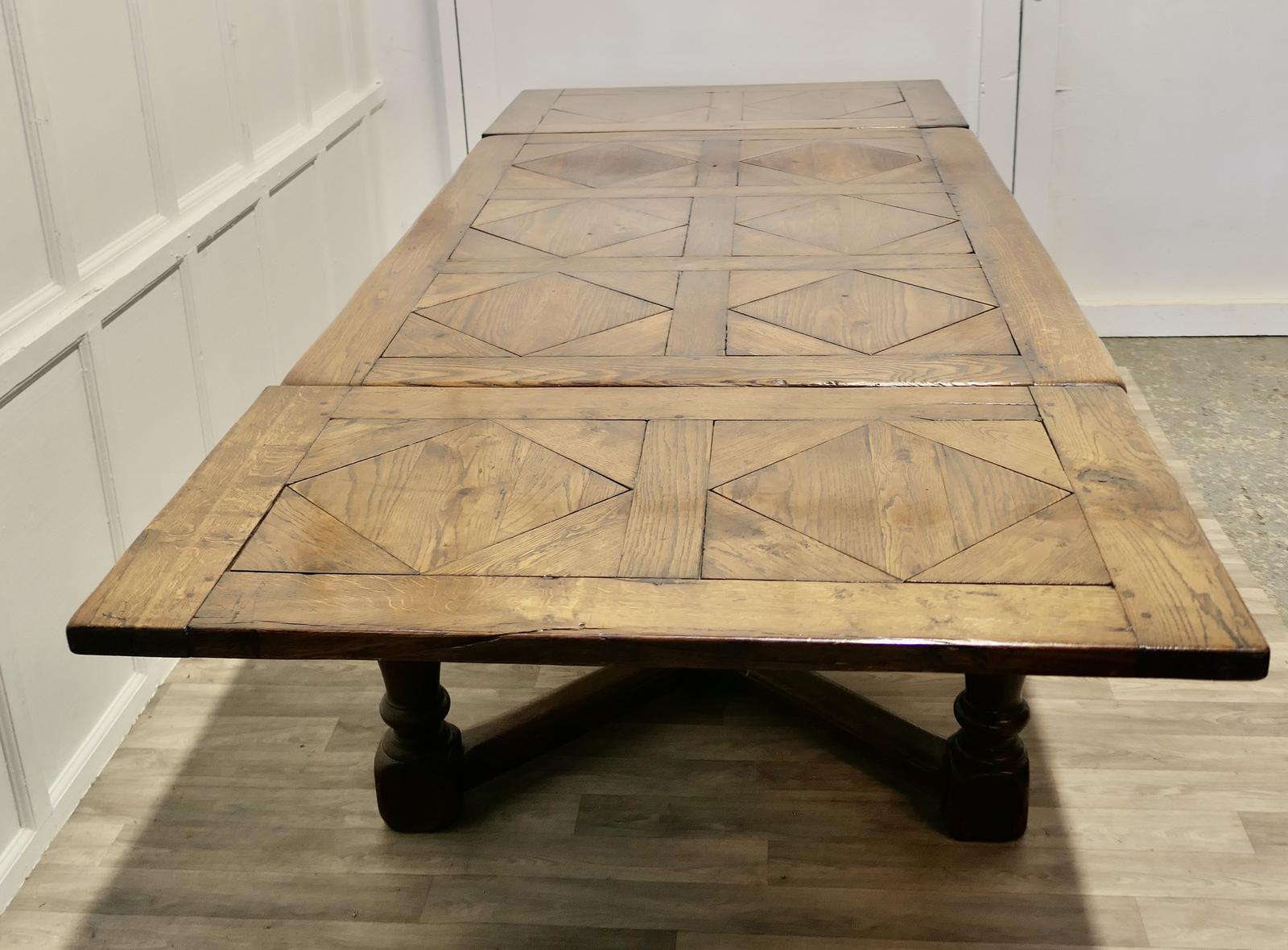 Large 19th Century Carved and Parquetry Oak Draw Leaf Table (1 of 14) Large 19th Century Carved and Parquetry Oak Draw Leaf Table (1 of 14)