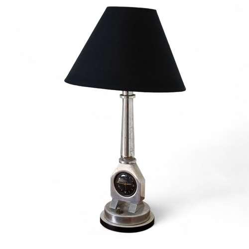 Rare Automobilia Item - French Aluminium Lamp with Oris Watch c.1930 (1 of 8)