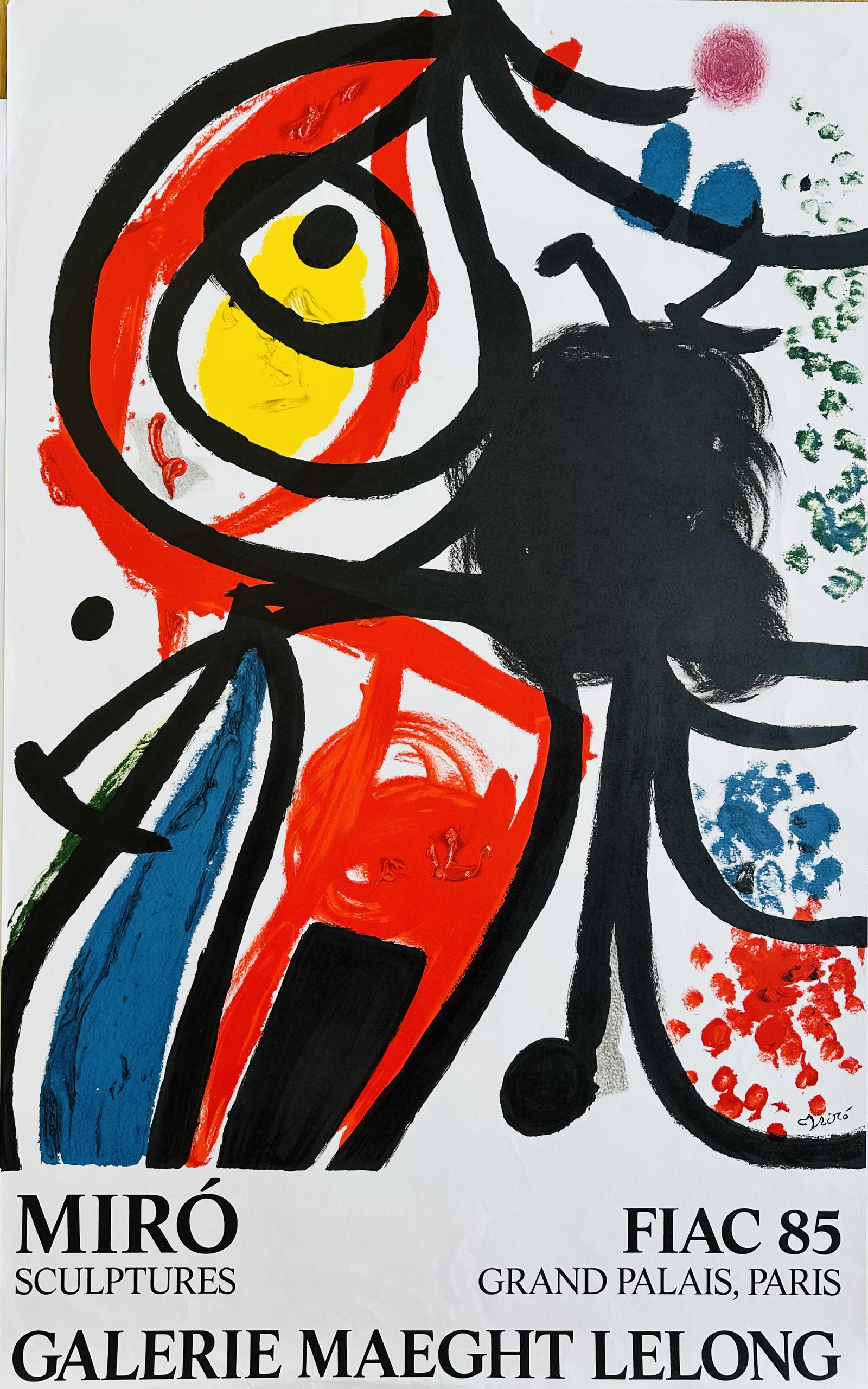 Poster by Joan Miro Advertising an Exhibition at Galalerie Maeght Lelong  FIAC  85 at the Grand Palais, Paris (1 of 1)