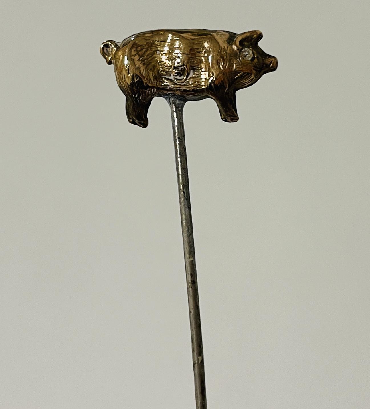 9ct Gold Pig Hat Pin (1 of 8)