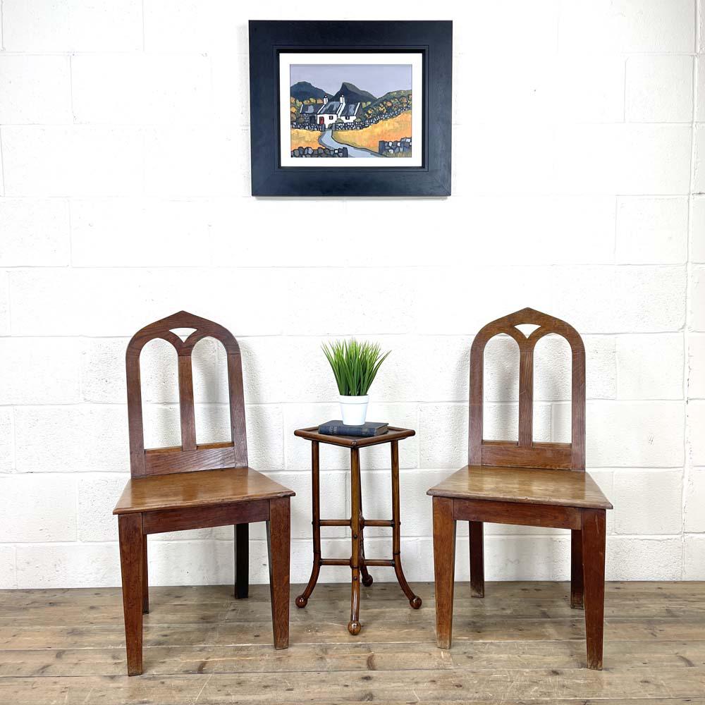 Pair of Antique Oak Gothic Hall Chairs (1 of 11) Pair of Antique Oak Gothic Hall Chairs (1 of 11)