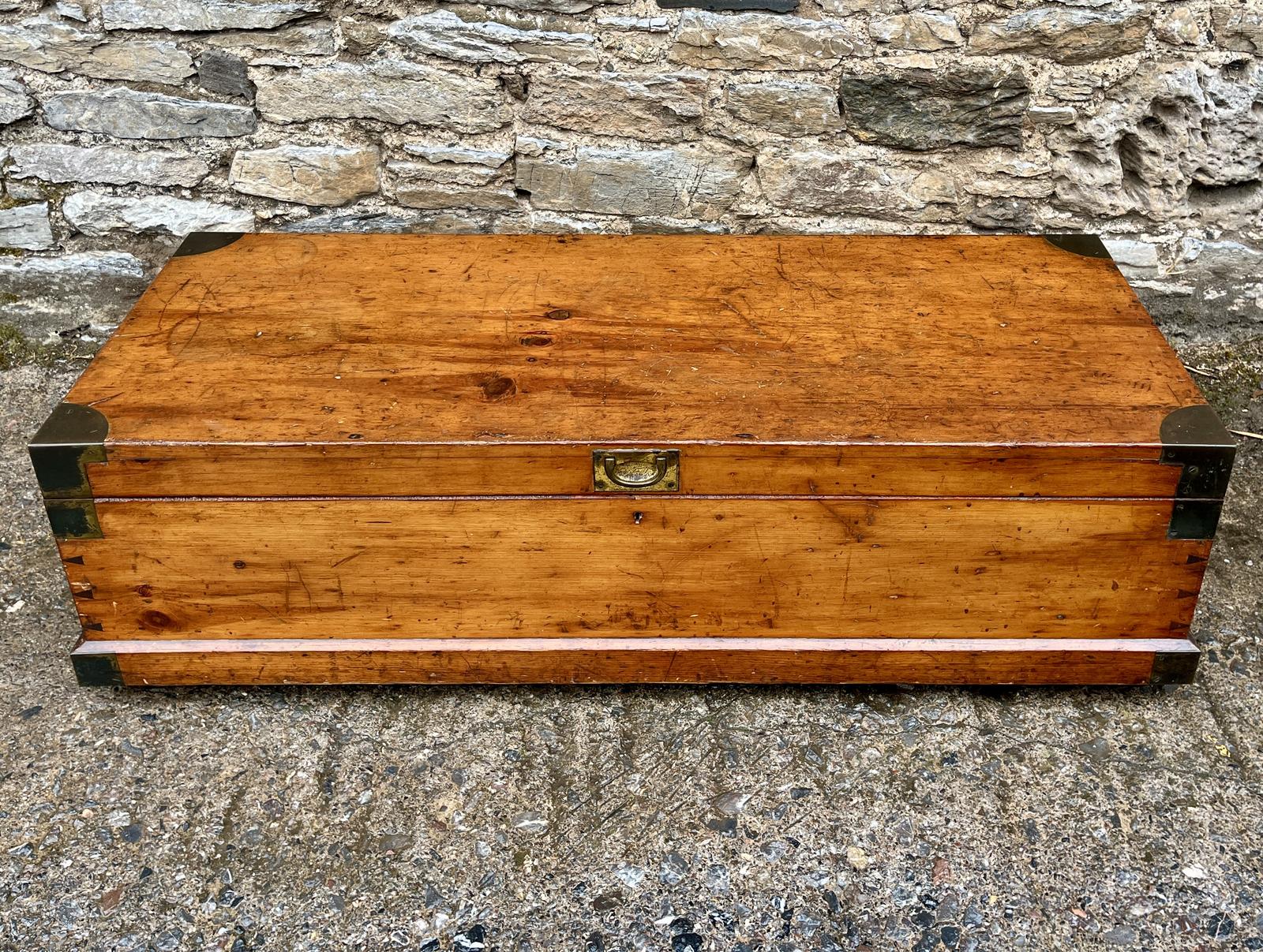 Large Antique Pine Military Chest (1 of 13) Large Antique Pine Military Chest (1 of 13)