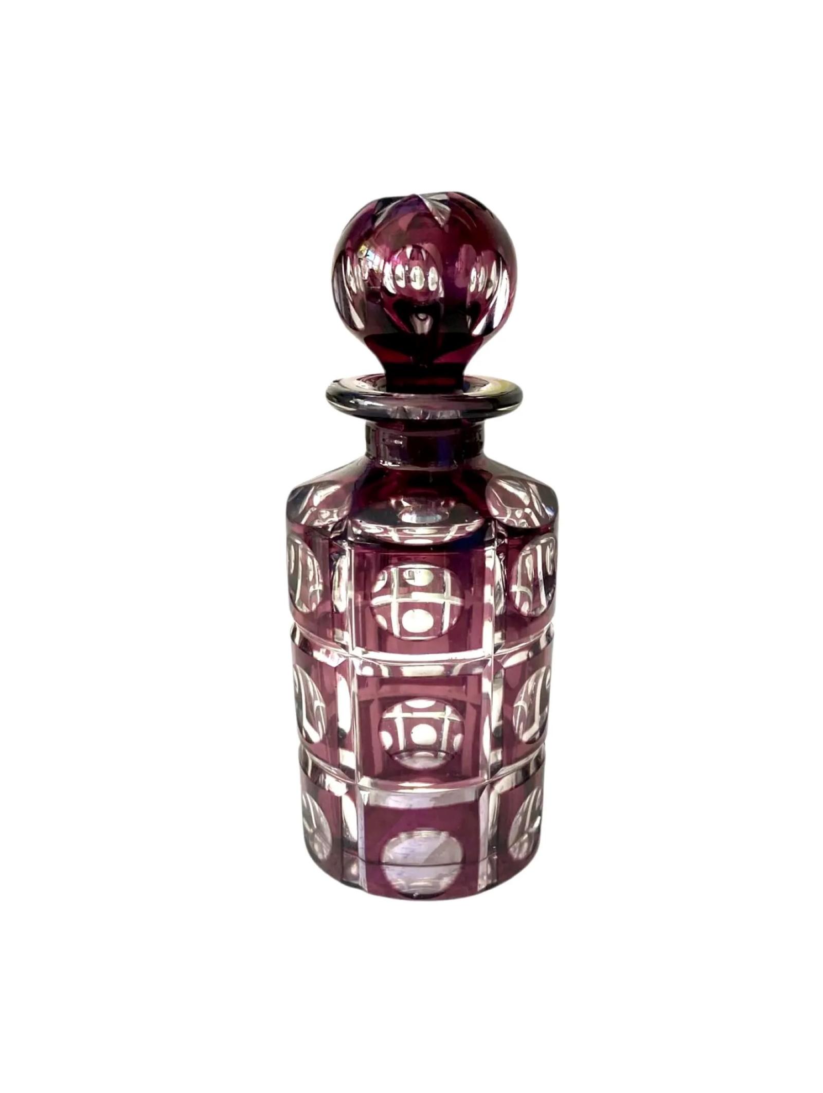 Antique Bohemian Amethyst Overlay Perfume Scent Cologne Bottle Circa 1880 (1 of 9)