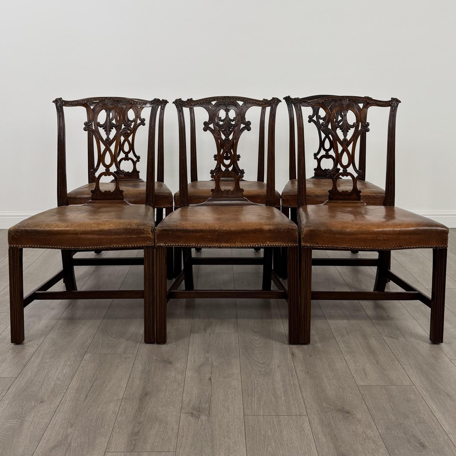 Antique 19th Century Set of 6 Chippendale Style Dining Chairs (1 of 9)