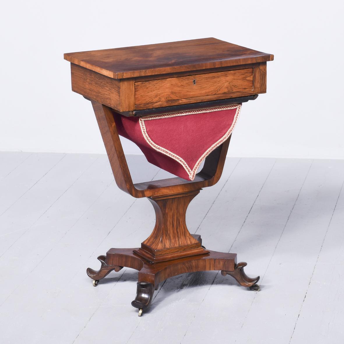 Attractive William IV Rosewood Work Table / Sewing Table (1 of 7)