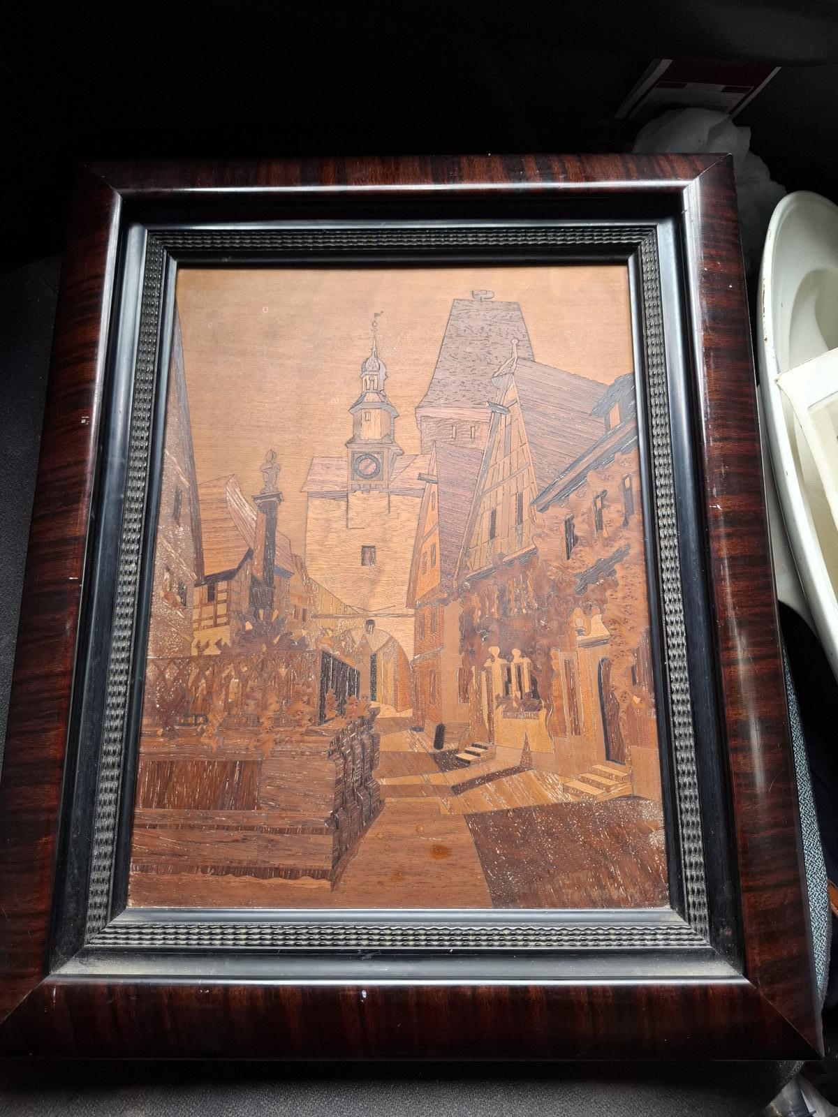 Rowley Gallery Style Marquetry Panel in Coromandel & Ebony Frame c.1900 (1 of 4)