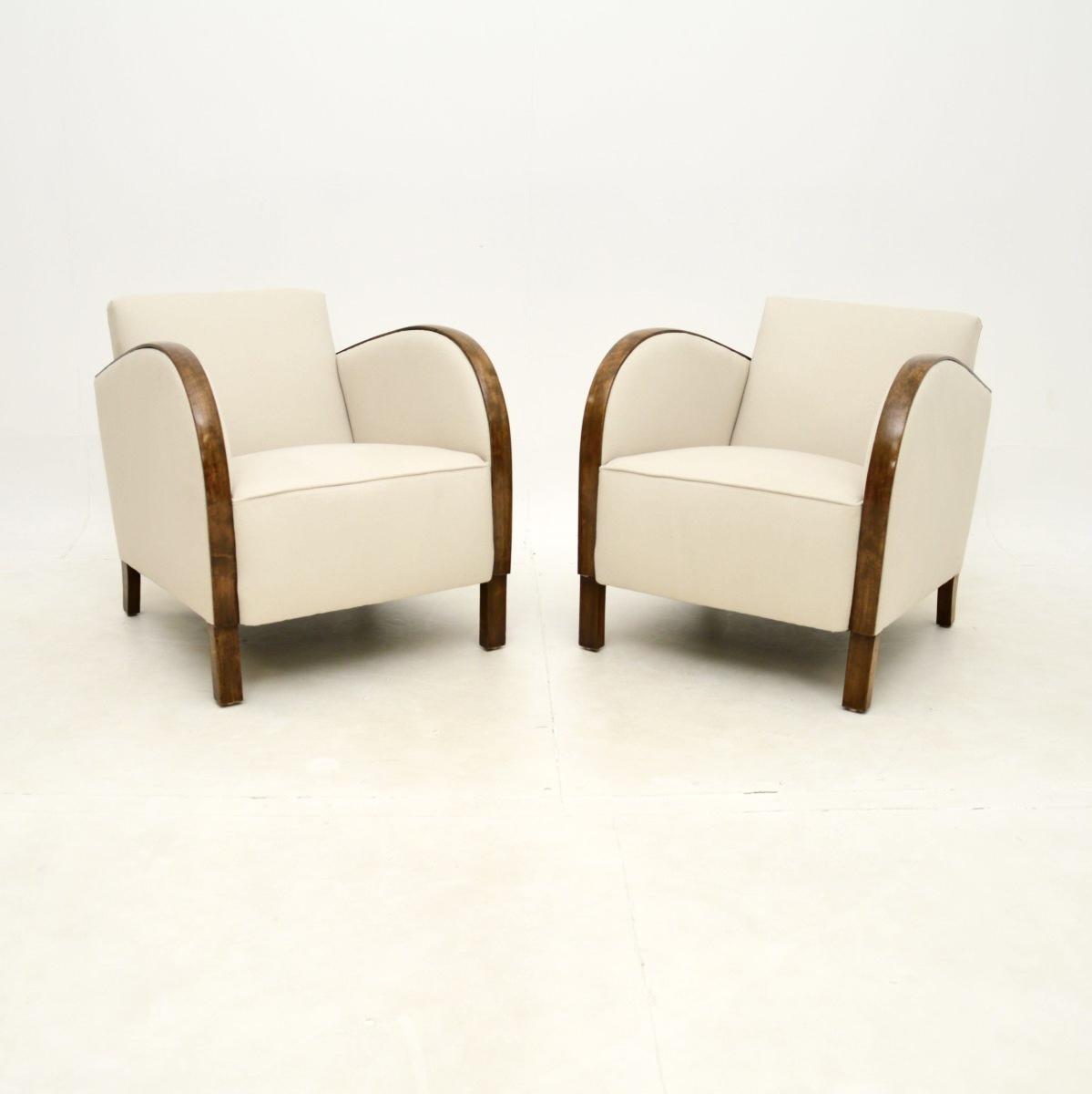 Pair of Swedish Art Deco Armchairs in Satin Birch (1 of 8)