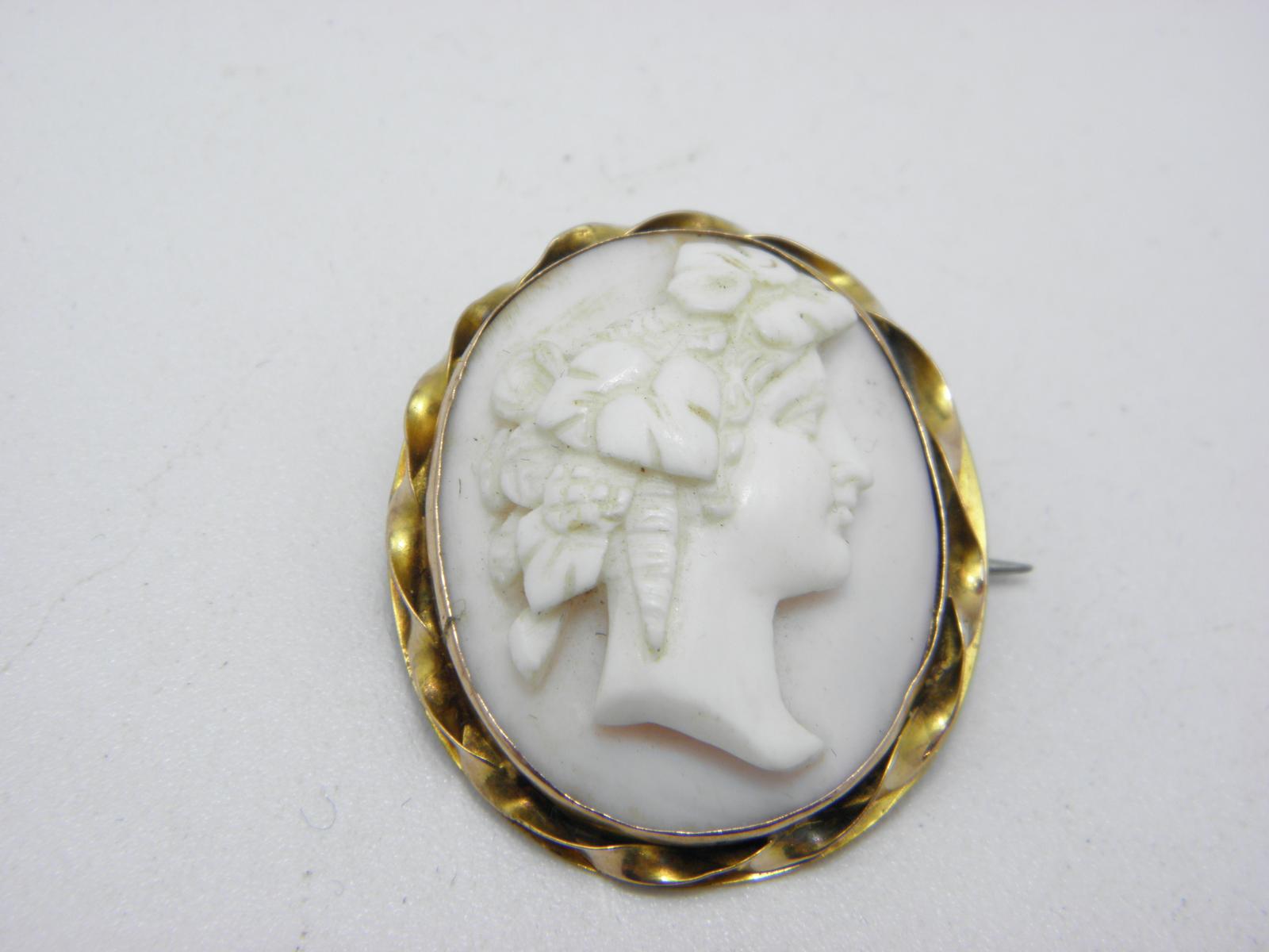 Antique 9ct Rose Gold Large Hardstone Cameo Brooch Pin C1920 High Quality Chester (1 of 10)
