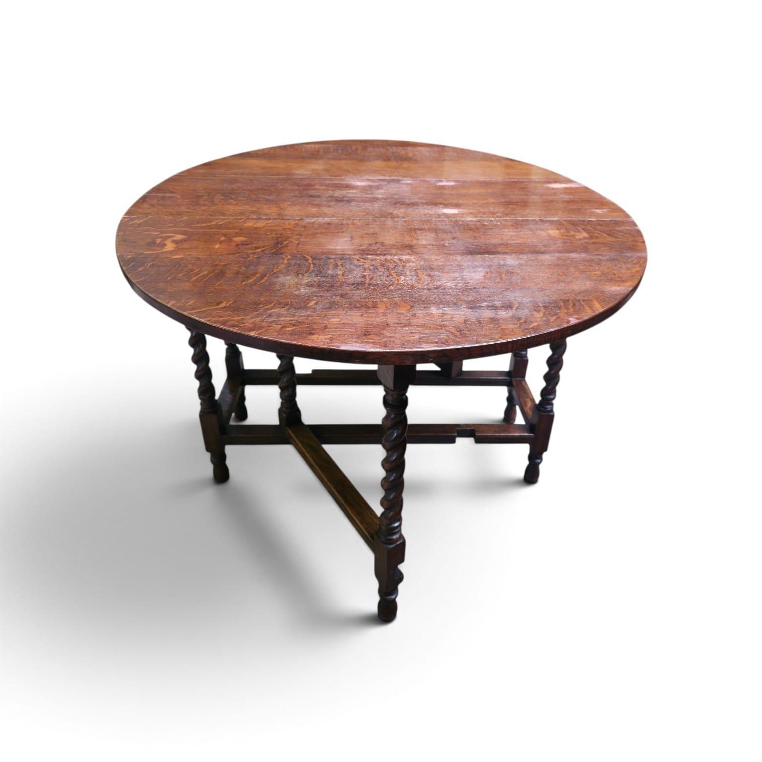 Antique Oak Barley Twist Gateleg Dining Table 1920-1940 (1 of 11) Antique Oak Barley Twist Gateleg Dining Table 1920-1940 (1 of 11)