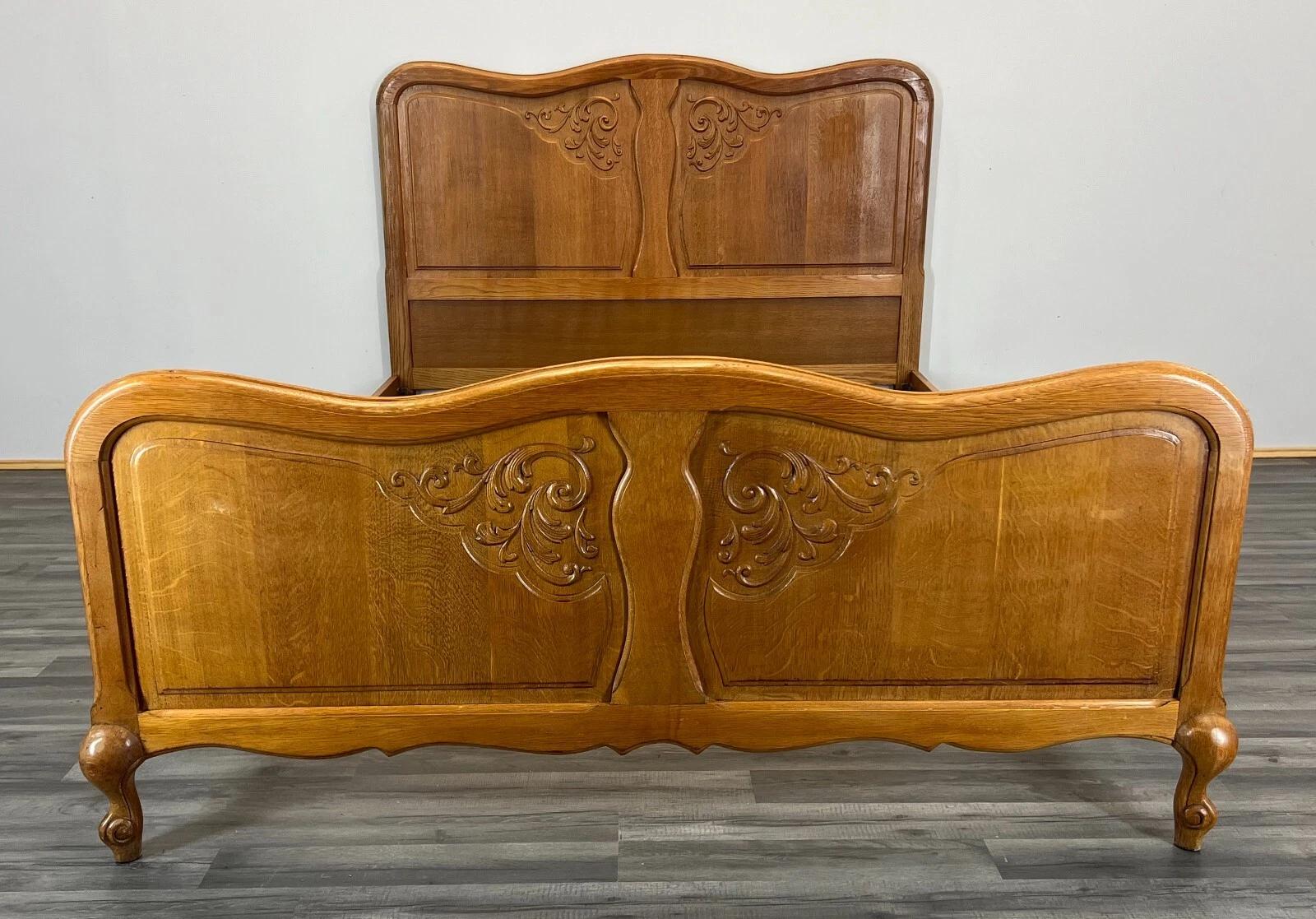 Bed Vintage French Oak Double Bed Frame Carved Headboard (1 of 10) Bed Vintage French Oak Double Bed Frame Carved Headboard (1 of 10)