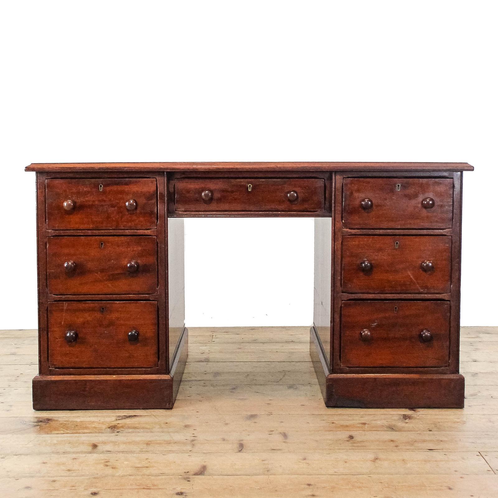 Antique Victorian Mahogany Kneehole Desk (1 of 9)