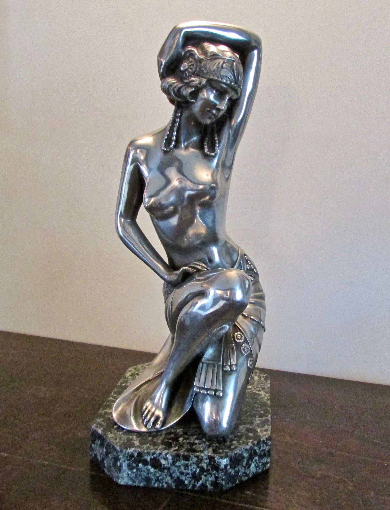 Large Art Deco Lady Sculpture on Marble Base c.1930 (1 of 6) Large Art Deco Lady Sculpture on Marble Base c.1930 (1 of 6)