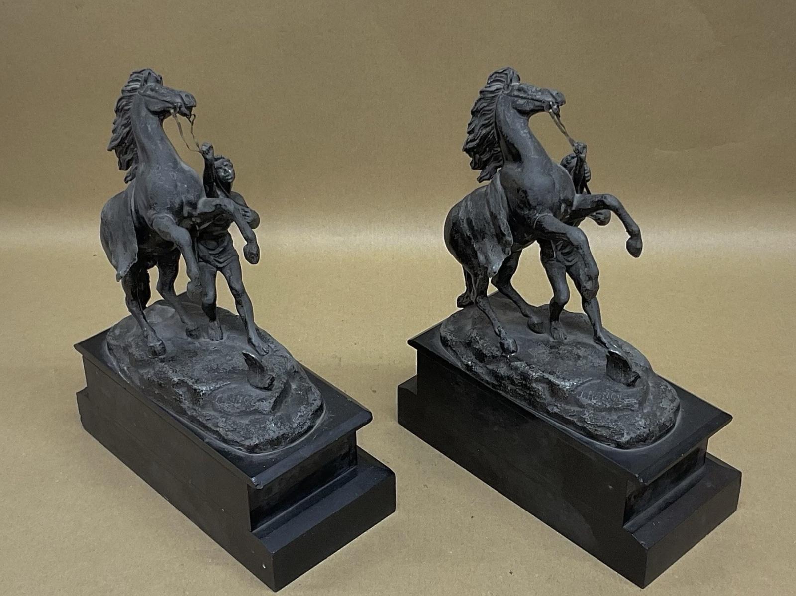 Pair Of Victorian Spelter Marley Horses and Figures On Black Slate Base C1870 (1 of 7) Pair Of Victorian Spelter Marley Horses and Figures On Black Slate Base C1870 (1 of 7)