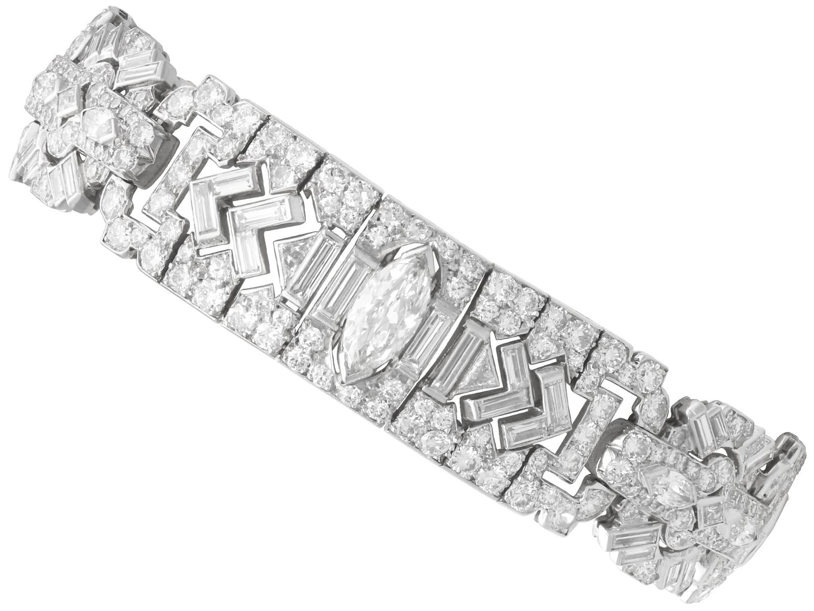 Antique Art Deco 14.31ct Diamond & Platinum Bracelet c.1925 (1 of 17)