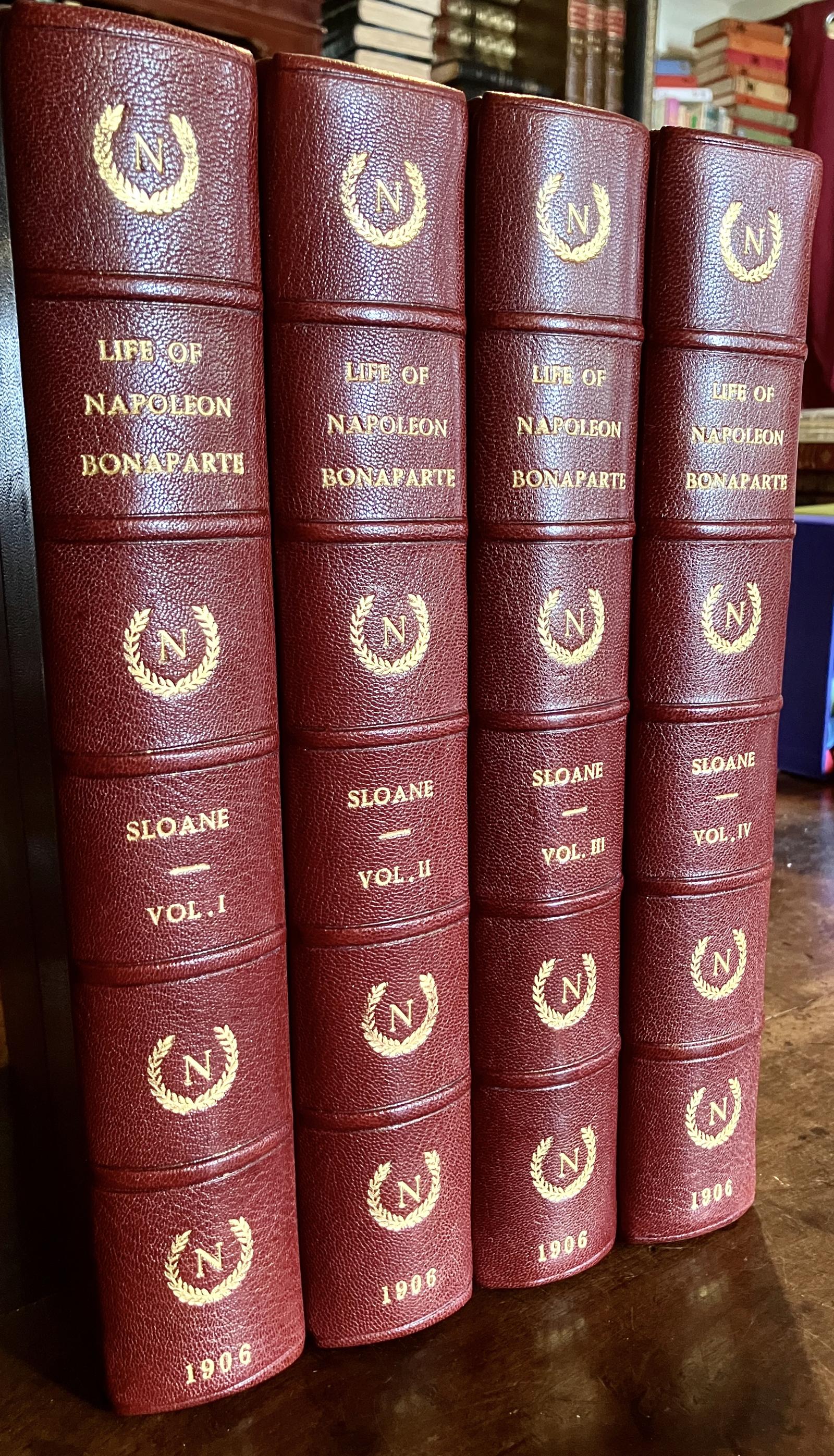 1906 Life of Napoleon Bonaparte by W M Sloane 4 x Vol Set in Fine Red Leather (1 of 5)