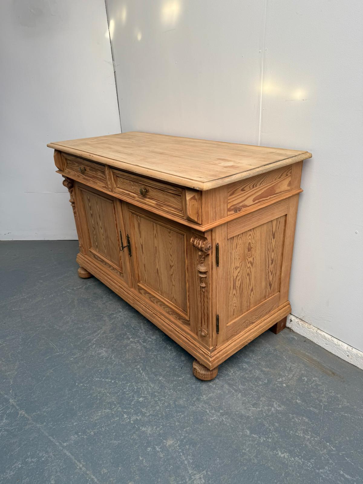 A Quality Victorian Pine 2 Door Kitchen Dresser Base /TV Stand to Wax / Paint (1 of 10)