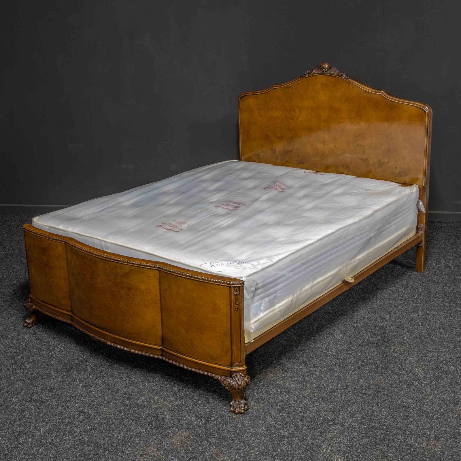 Early 20th Century Burr Walnut Bed (1 of 11)