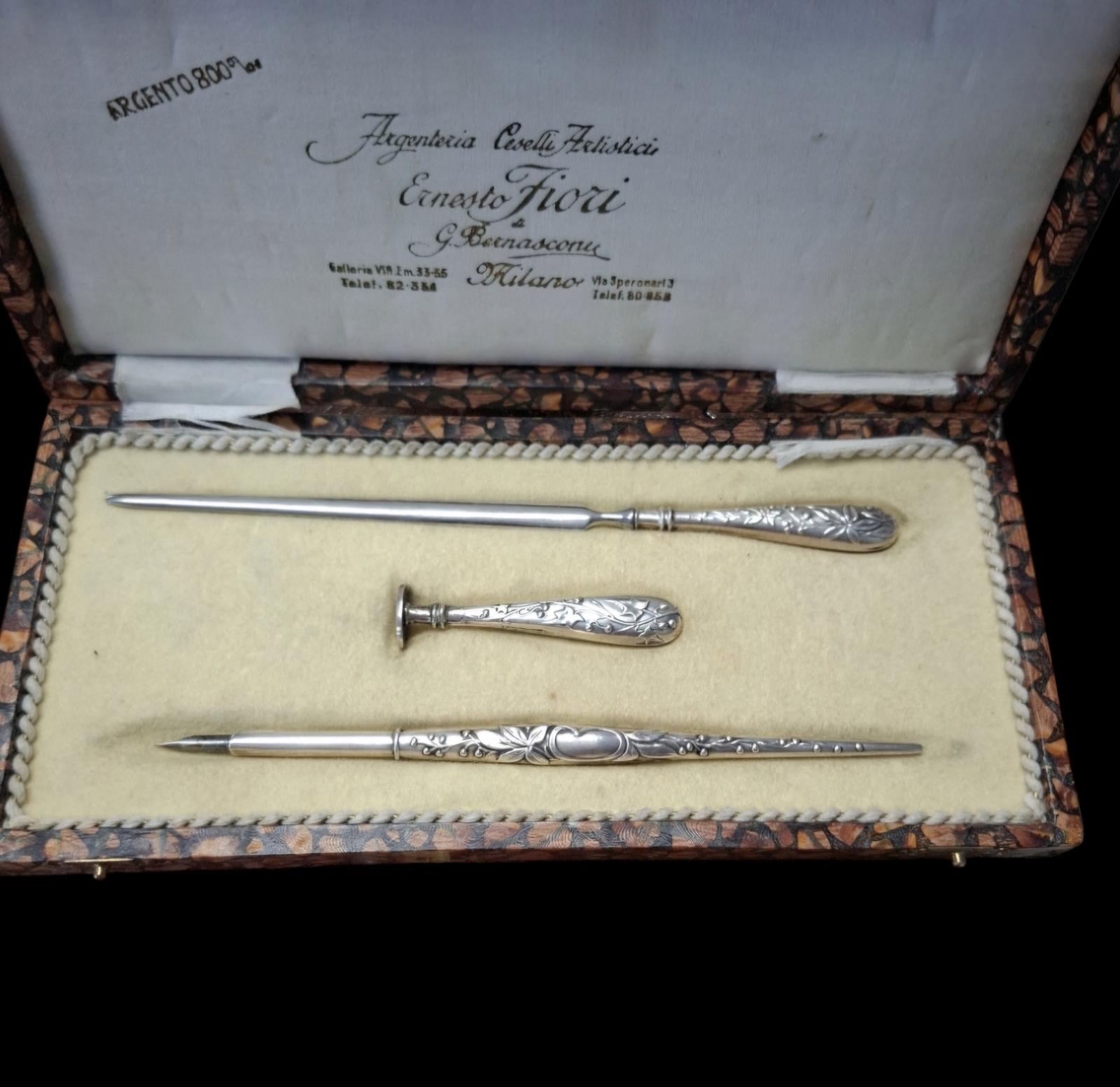 Boxed Silver Stationery Set by Silversmiths Bernasconi of Milan, Italy (1 of 3) Boxed Silver Stationery Set by Silversmiths Bernasconi of Milan, Italy (1 of 3)