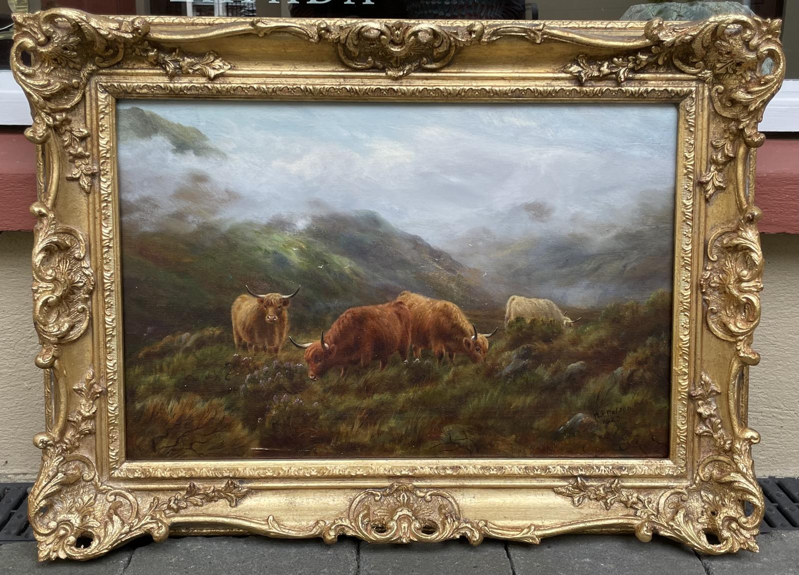 Highland Cattle Oil Painting by William H Watson (1 of 3)