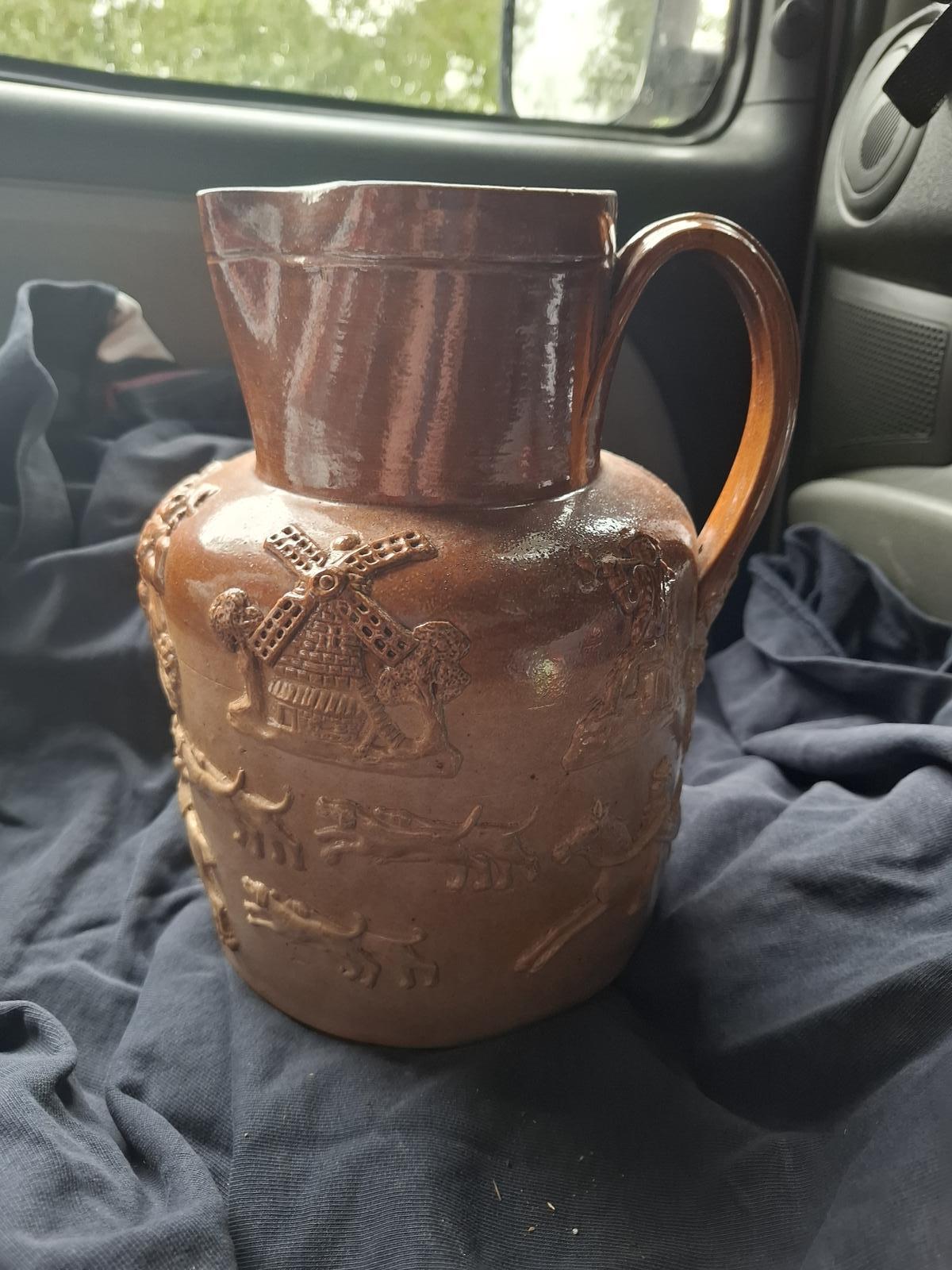Large 19th Century Brown Saltglazed  Stoneware Harvest Jug - c.1840's (1 of 7)