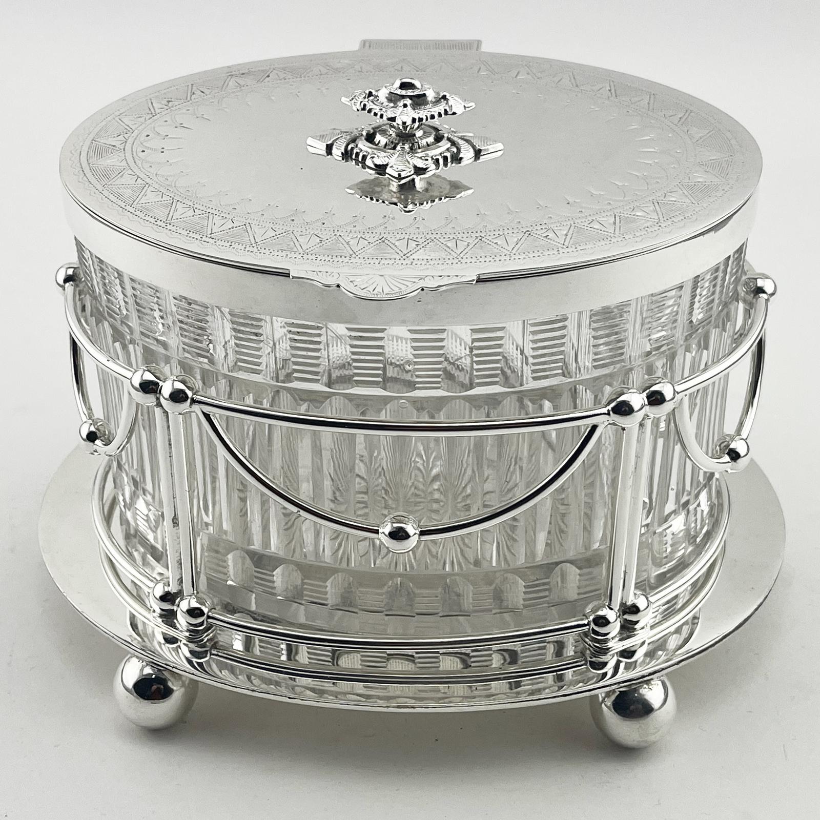 Victorian Cut Glass and Silver Plated Biscuit or Trinket Box (1 of 7) Victorian Cut Glass and Silver Plated Biscuit or Trinket Box (1 of 7)