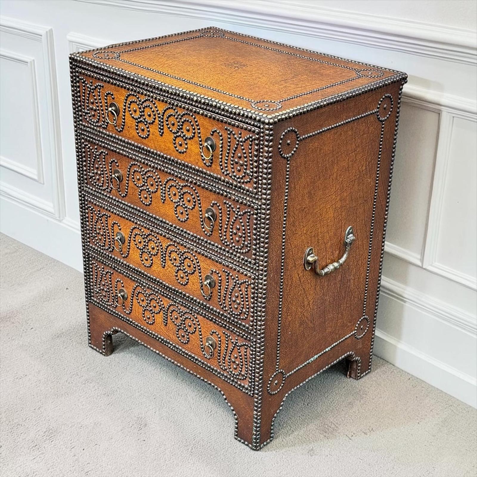 Theodore Alexander Leather & Brass Studded Chest of Drawers (1 of 15) Theodore Alexander Leather & Brass Studded Chest of Drawers (1 of 15)