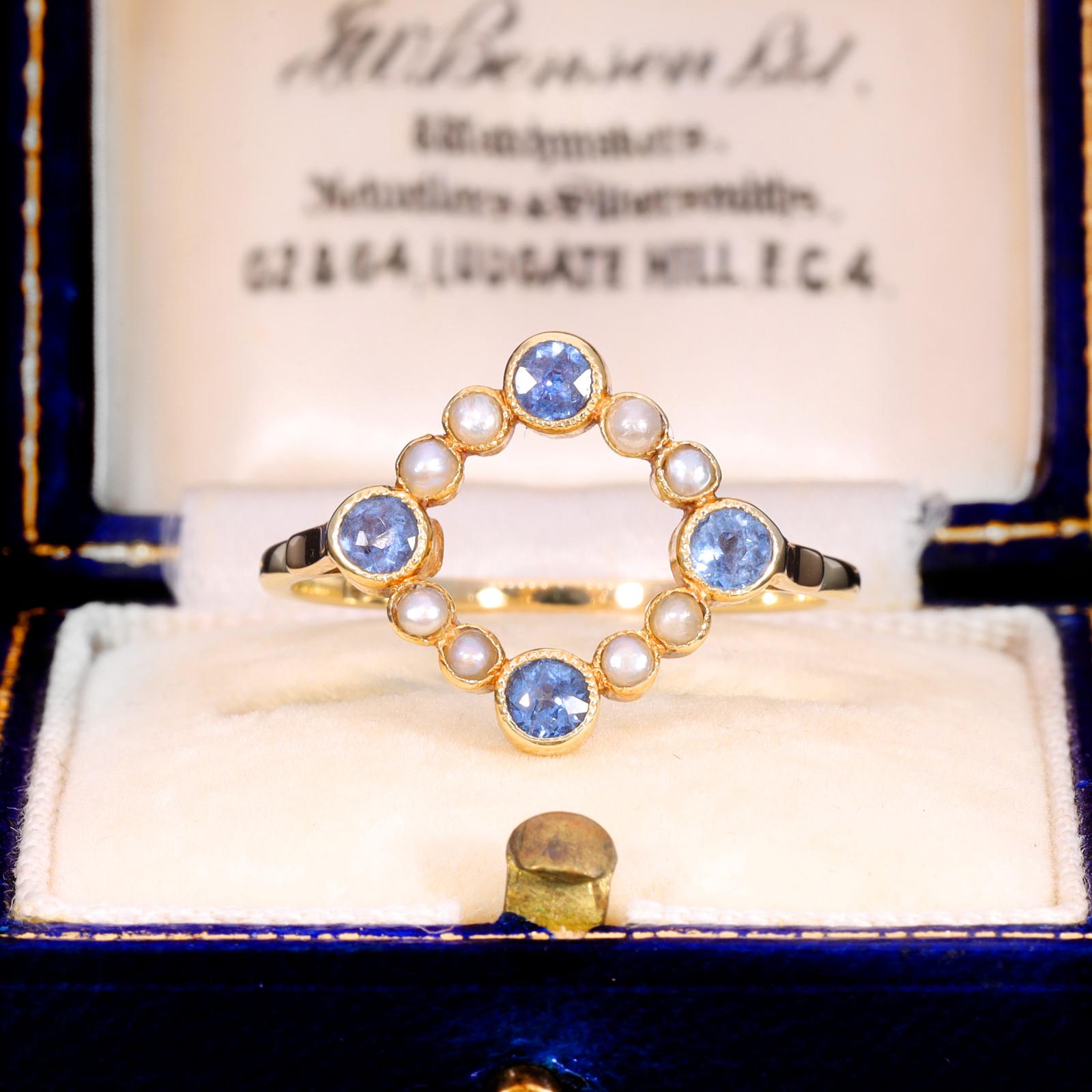 The Antique Edwardian Sapphire & Pearl Geometric Ring (1 of 7)