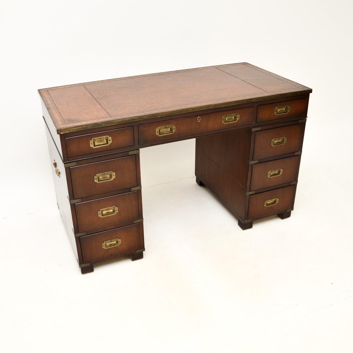 Mahogany Military Campaign Style Pedestal Desk (1 of 11) Mahogany Military Campaign Style Pedestal Desk (1 of 11)