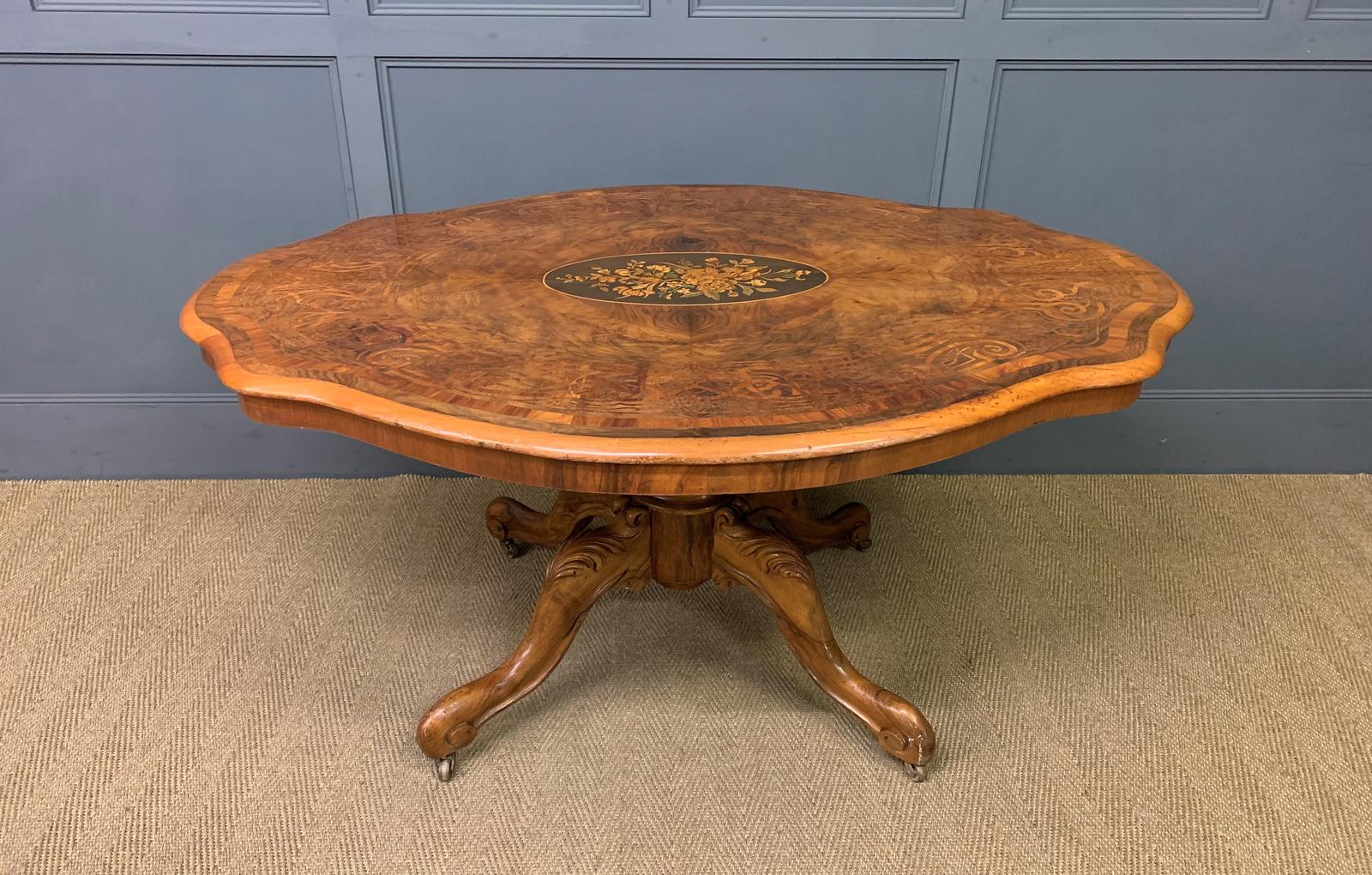Victorian Marquetry Inlaid Burr Walnut Loo Table (1 of 15)