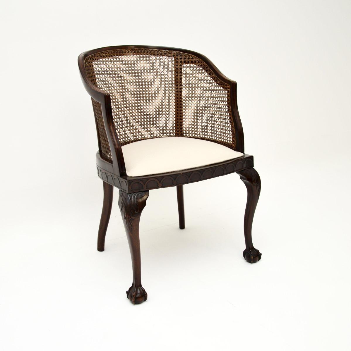 Antique Edwardian Mahogany Caned Armchair (1 of 11)