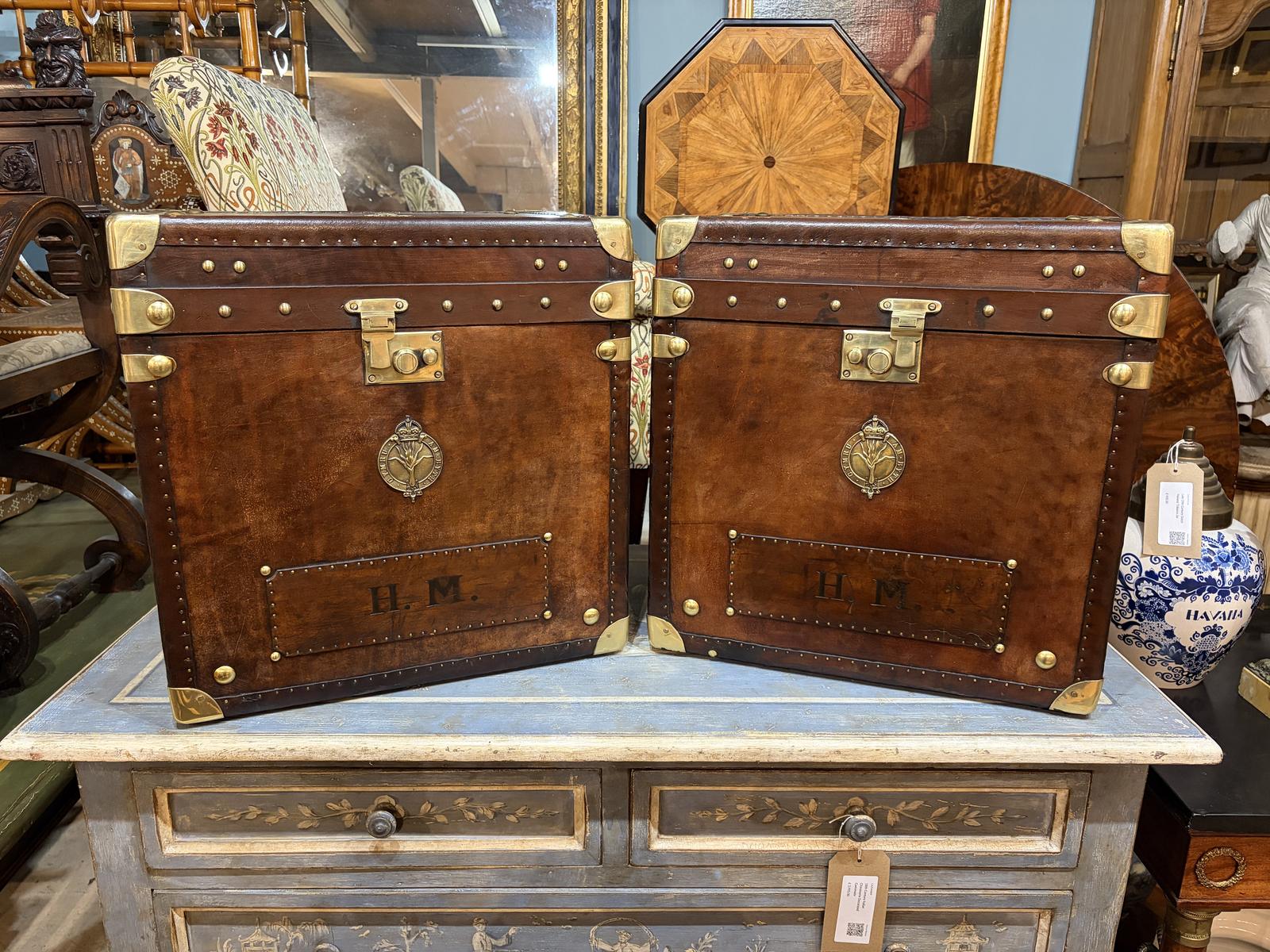 Pair of 20th Century Officers Traveling Trunks (1 of 7) Pair of 20th Century Officers Traveling Trunks (1 of 7)