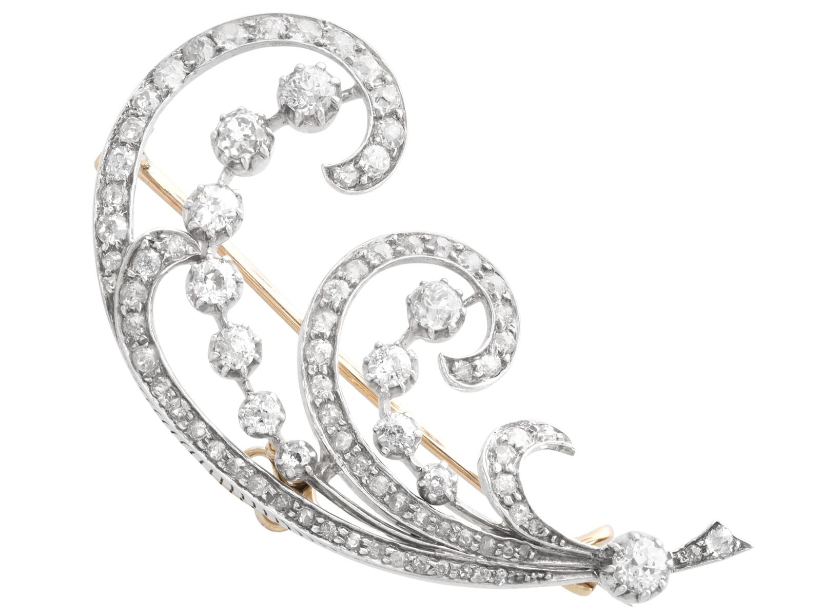 Antique Victorian 4.64ct Diamond & 9k Yellow Gold Brooch (1 of 16)