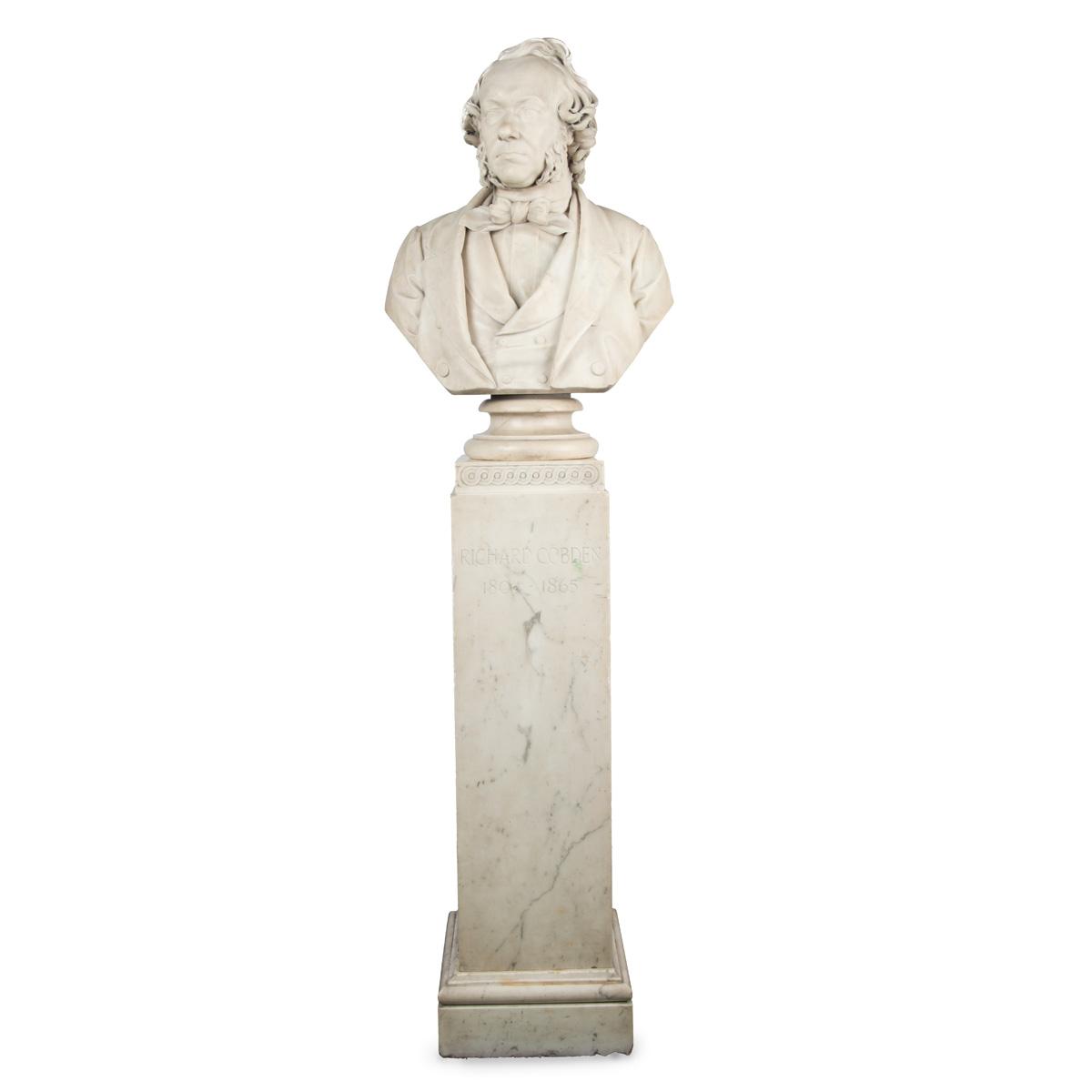 A Marble Bust on Pedestal of Richard Cobden by Neville Northey Burnard 1865 (1 of 11)