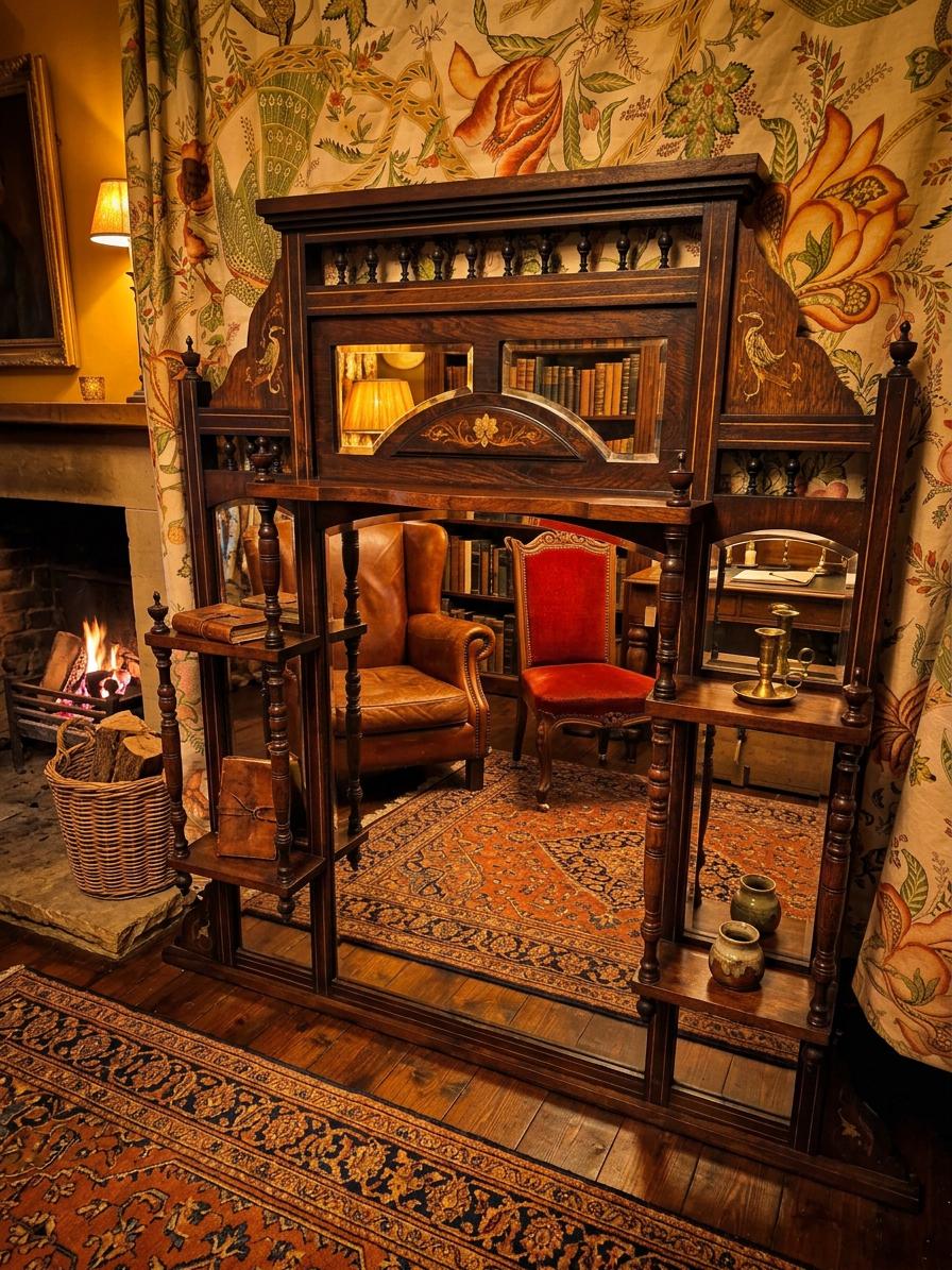 Antique Large Walnut Mirror Bevelled Glass Inlayed Exotic Birds (1 of 11) Antique Large Walnut Mirror Bevelled Glass Inlayed Exotic Birds (1 of 11)