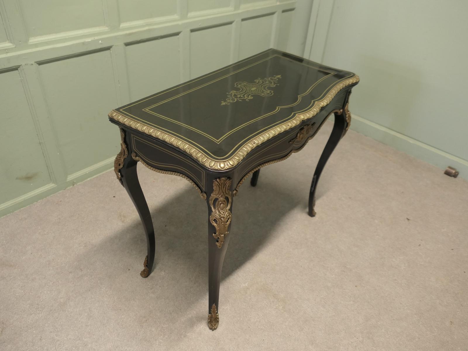 French Louis VX Style Ebonized Games Table with Brass Inlay (1 of 7) French Louis VX Style Ebonized Games Table with Brass Inlay (1 of 7)