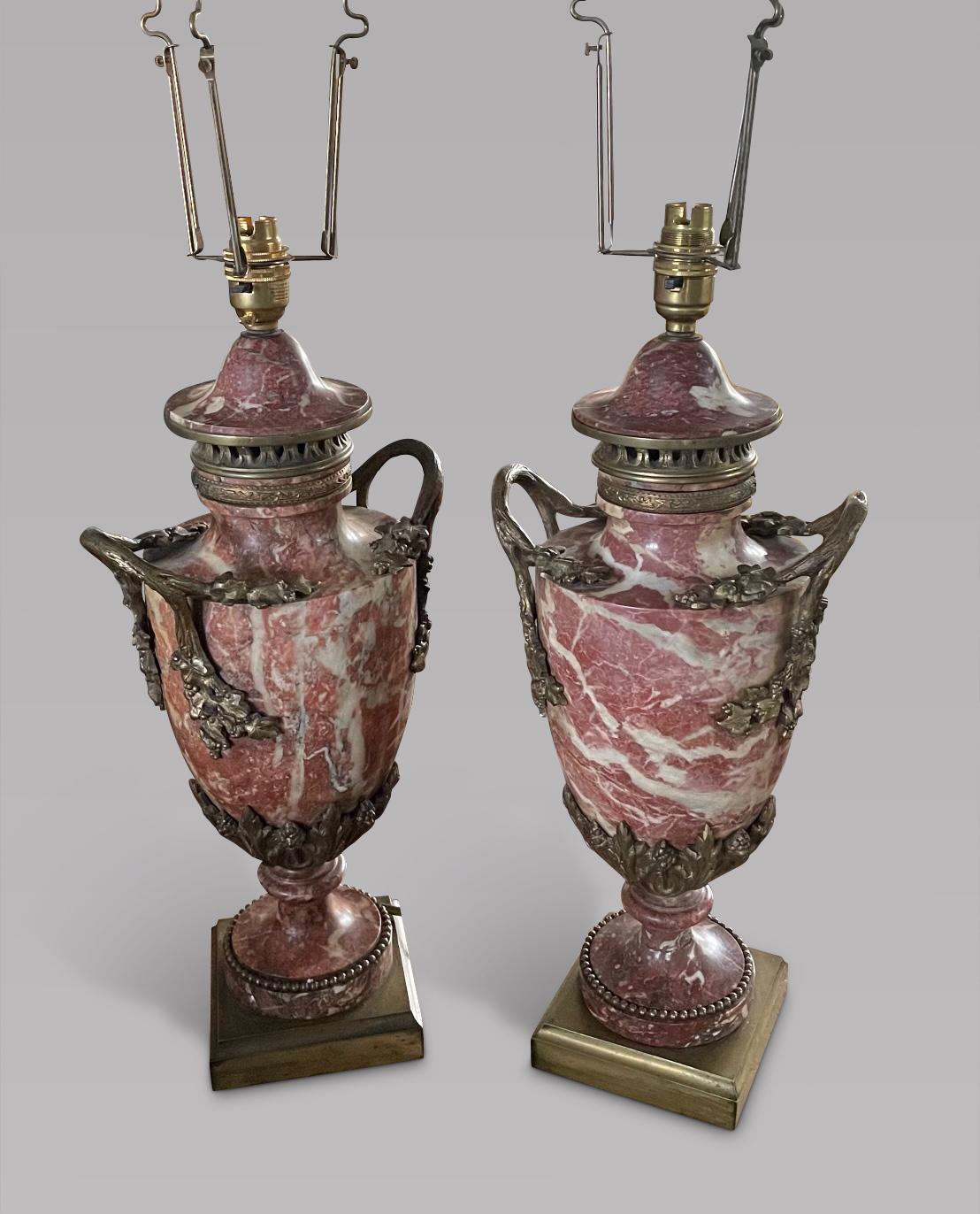 French Pair of Marble & Ormolu Lamps (1 of 8)