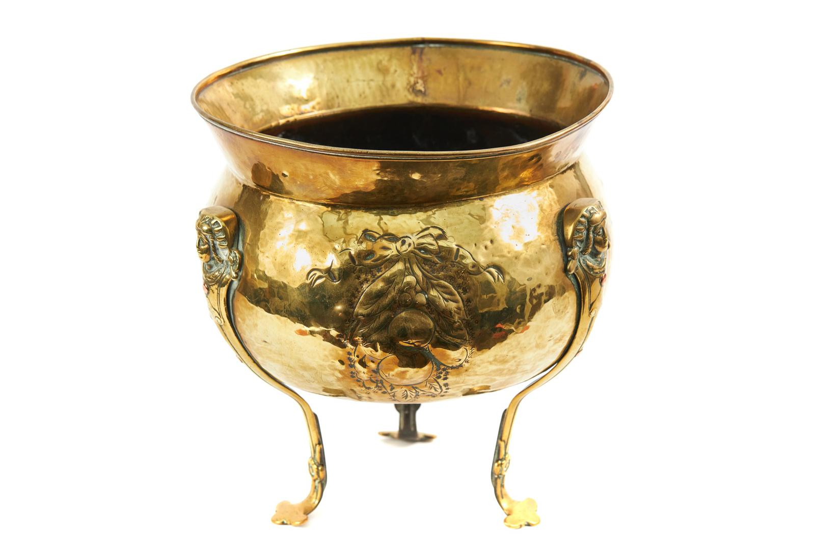 Antique Embossed Brass Jardiniere (1 of 5)