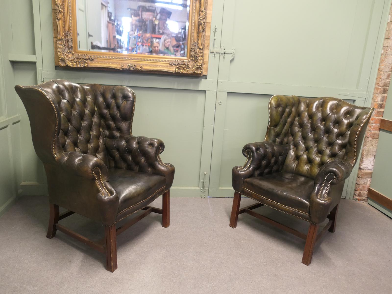 A Pair of Georgian Style Gentleman’s Wing Back  Chairs (1 of 6)