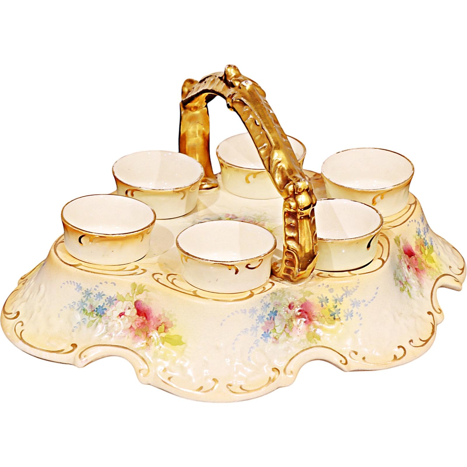 Victorian Pottery Egg Cup Stand and Cups (1 of 12)